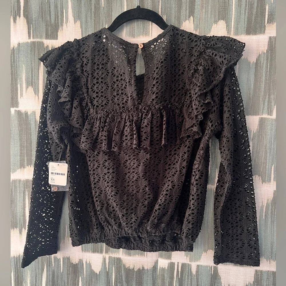 Free People - lace top- Chocolate Brown